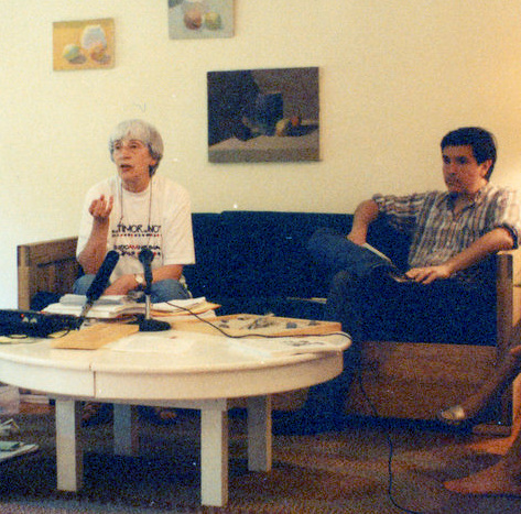 Carmel with Allan Nairn at 1993 ETAN meeting.