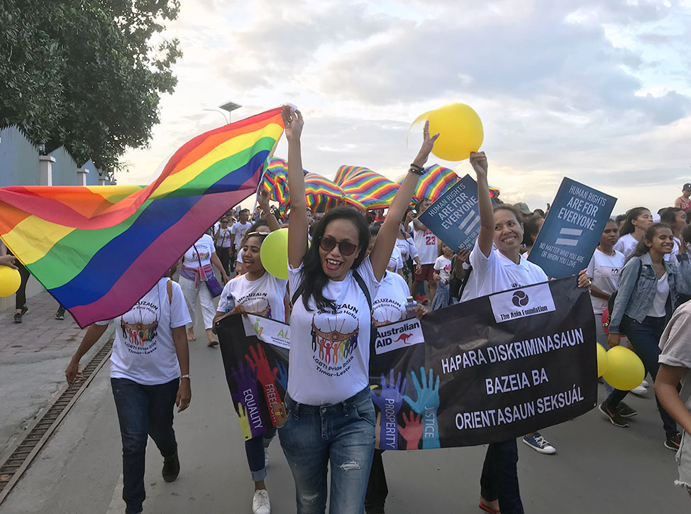 Participants in Timor-Leste's 2019 Gay Pride parade in Dili.